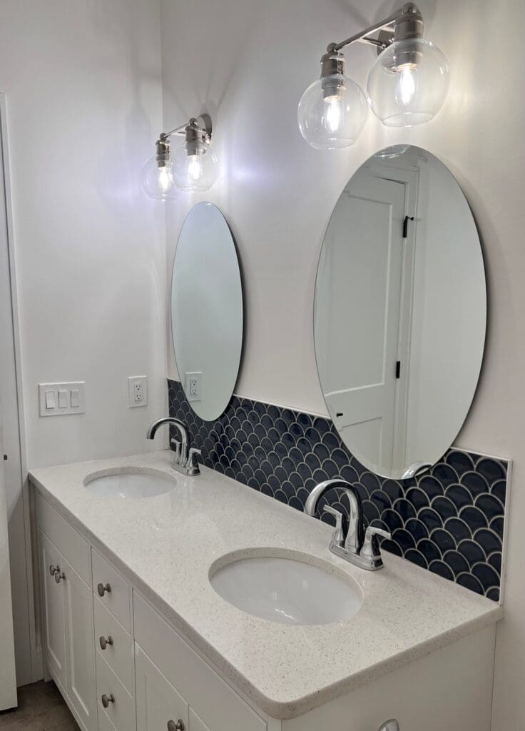 Bathroom vanity with a stone countertop
