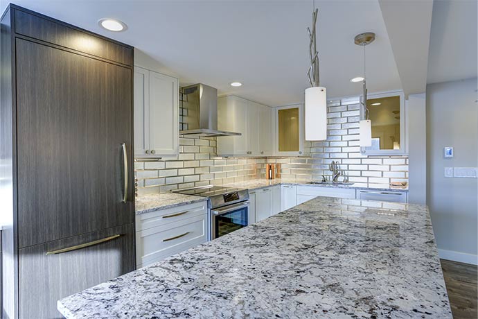 quartzite countertops in a modern kitchen
