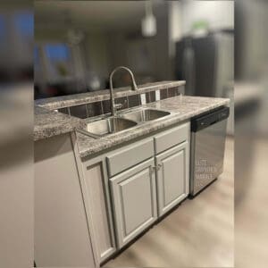 Newly installed kitchen cabinets